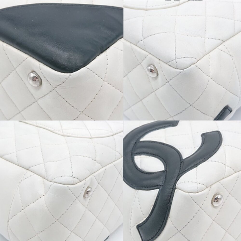 CHANEL Cambon Quilted Ligne Shoulder Bowling Bowler Bag Tote White - Picture 16 of 16